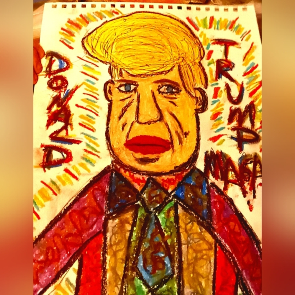 Vibrant Political Art Print Original 14x11 Sketch Donald Trump